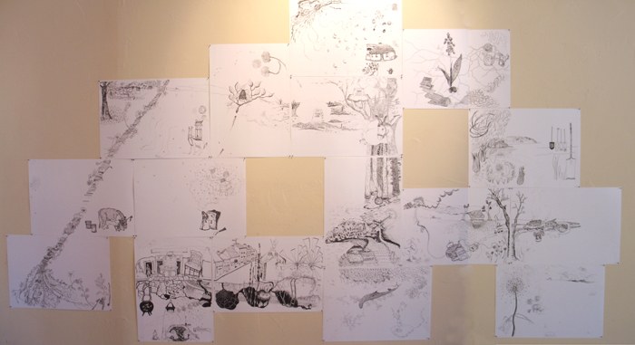 Collaborative Drawing Series #2, Installed at OCHO, Questa New Mexico